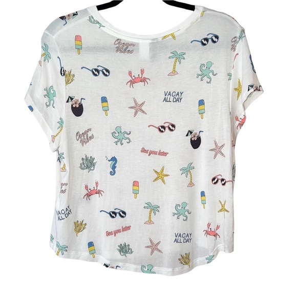 H&M Divided Novelty starfish Print Vacation Beach Themed Short Sleeve T-shirt M - Picture 2 of 8